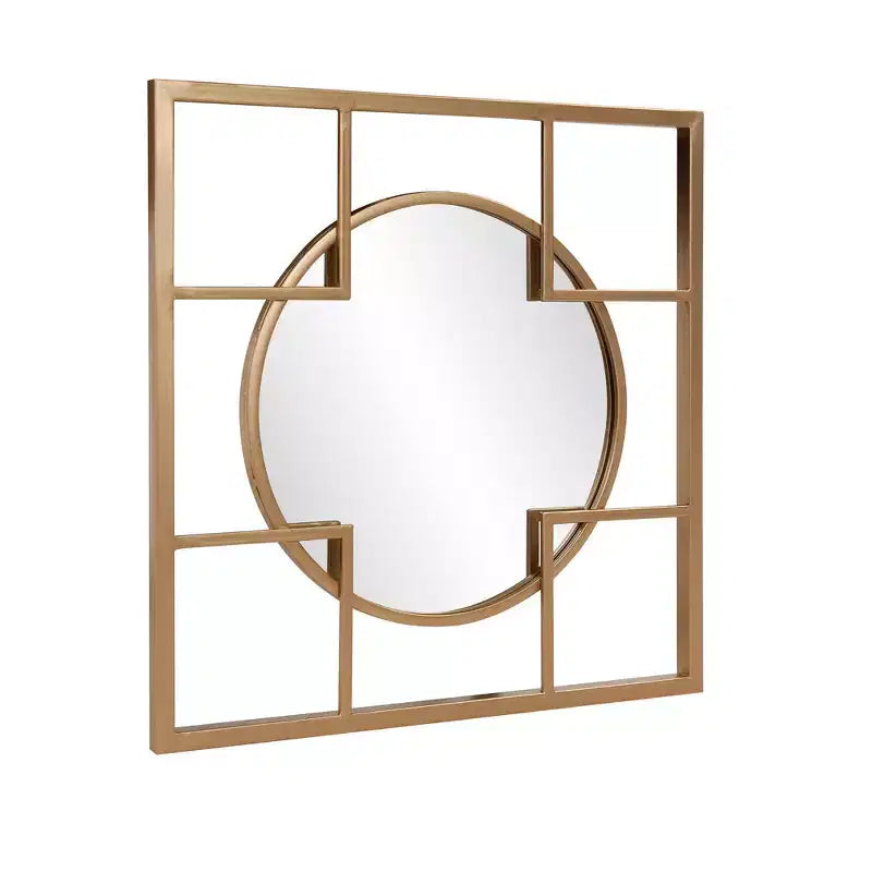 Miroirs muraux ronds et carrés dorés à cadre métallique