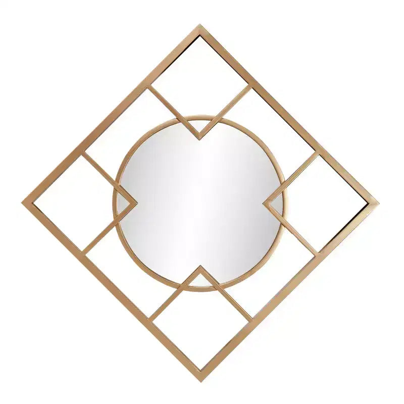 Miroirs muraux ronds et carrés dorés à cadre métallique