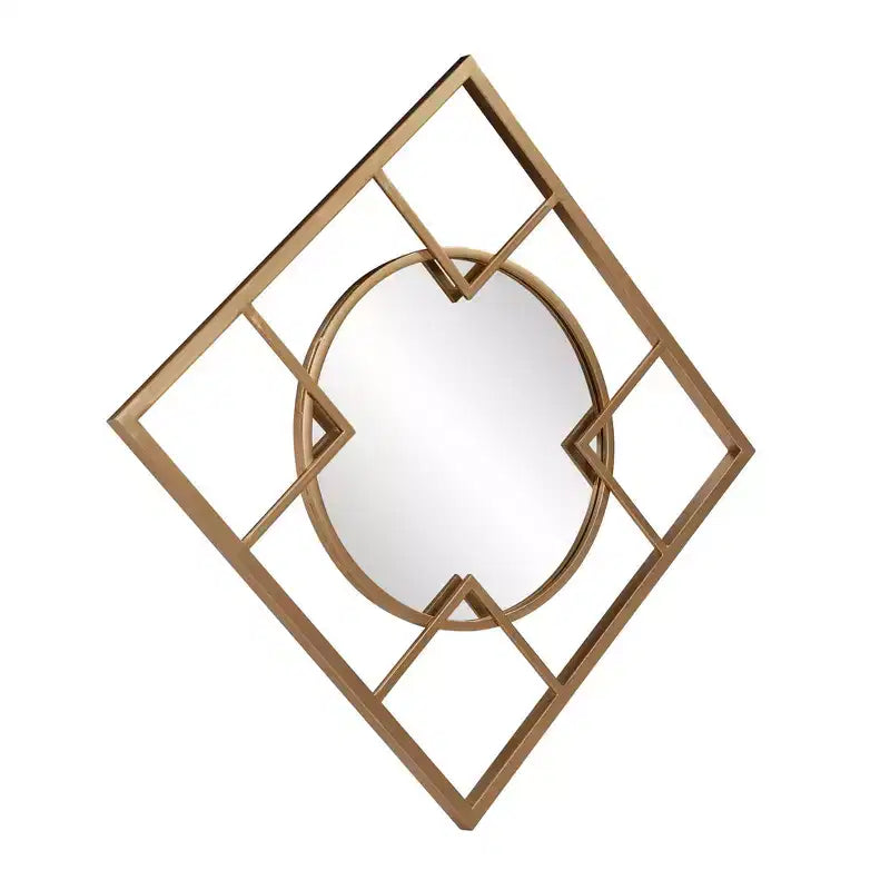 Miroirs muraux ronds et carrés dorés à cadre métallique