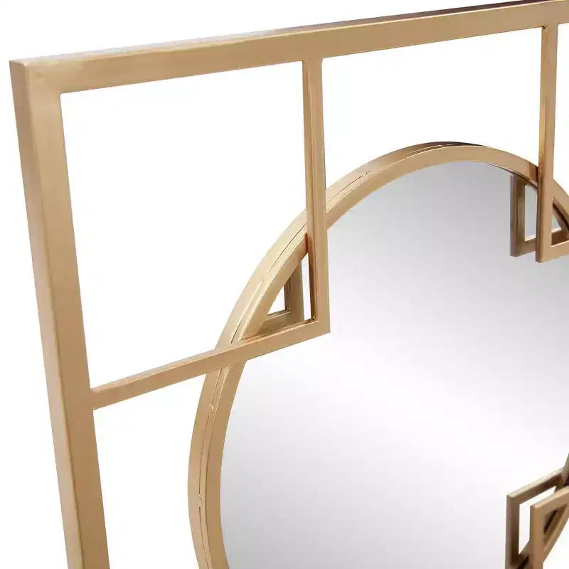 Miroirs muraux ronds et carrés dorés à cadre métallique