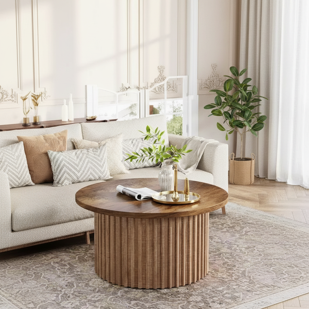 Table basse ronde de ferme