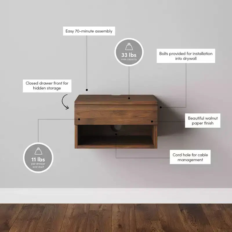 Table de chevet suspendue