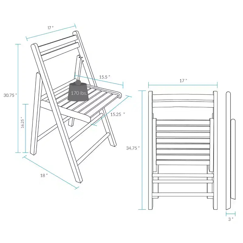 Chaise pliante classique en bois massif