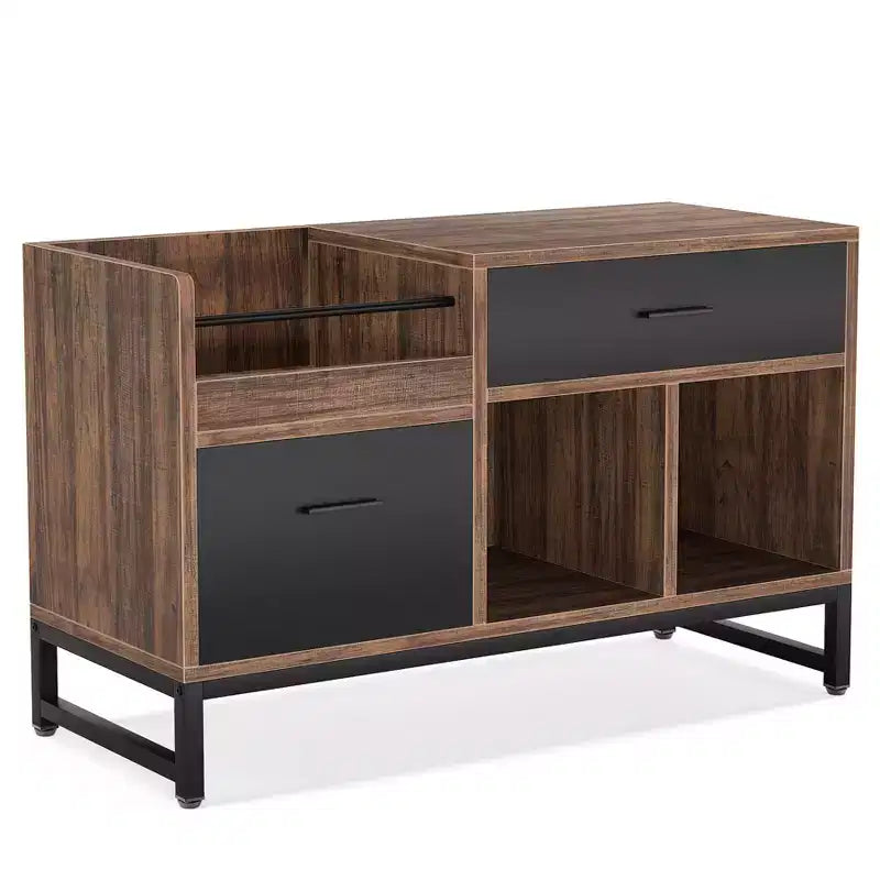 Tribesigns 39 File Cabinet with 2 Drawers Lateral Filing Cabinet with Open Storage Shelves