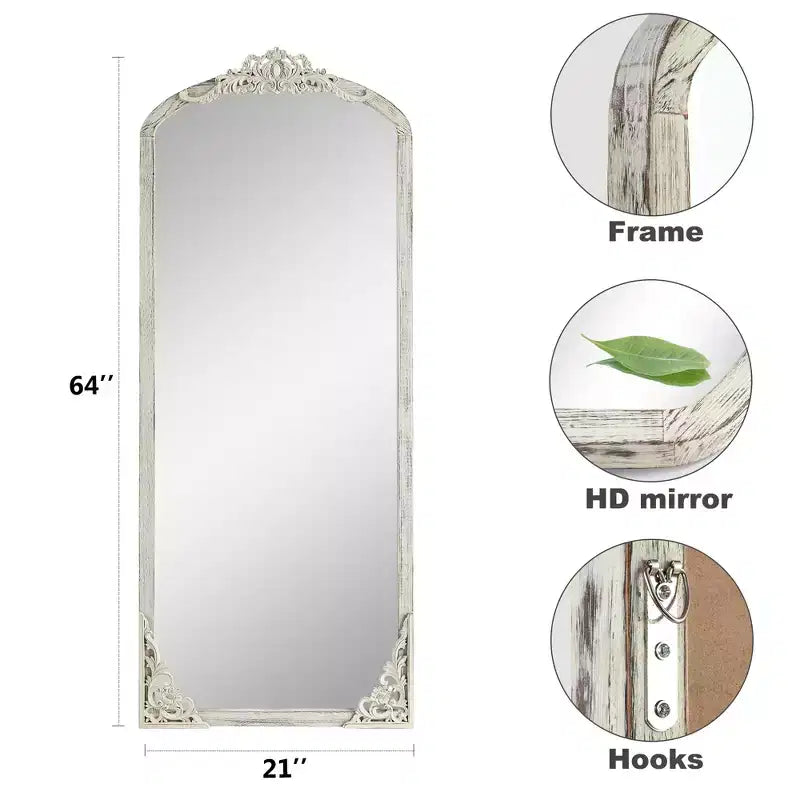 Grand miroir psyché rétro en bois et métal