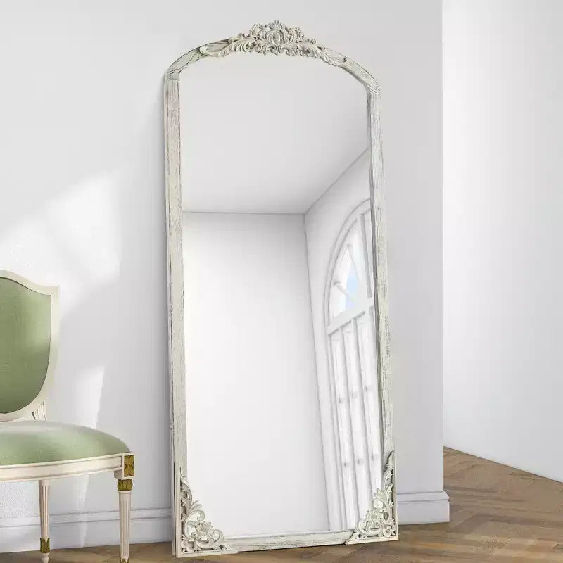 Grand miroir psyché rétro en bois et métal