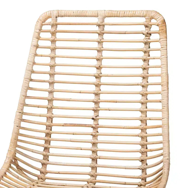 Chaises de salle à manger en rotin brun naturel et métal noir
