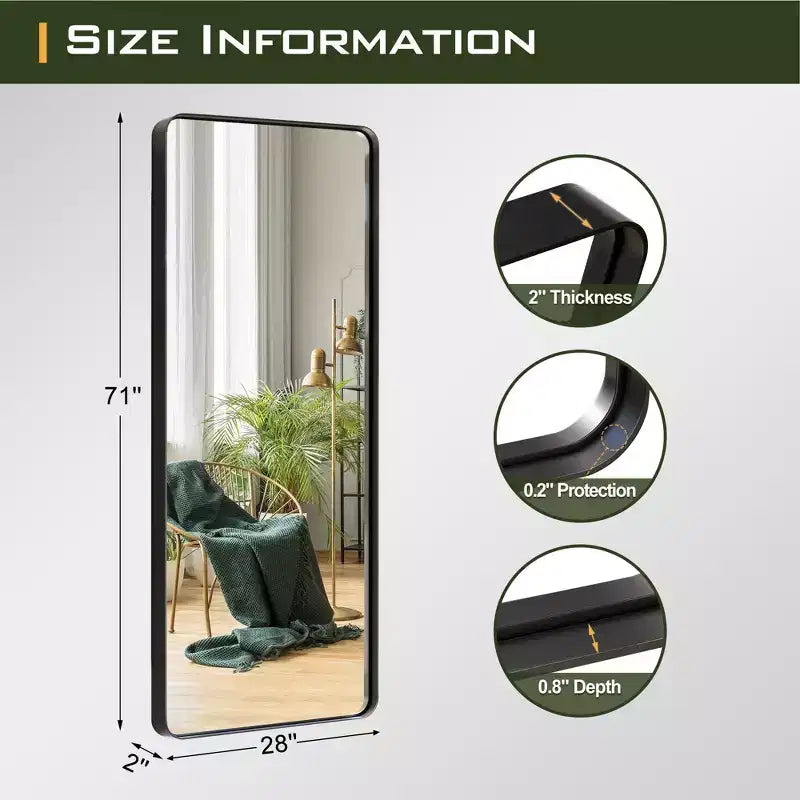 Miroir psyché rectangulaire à cadre métallique