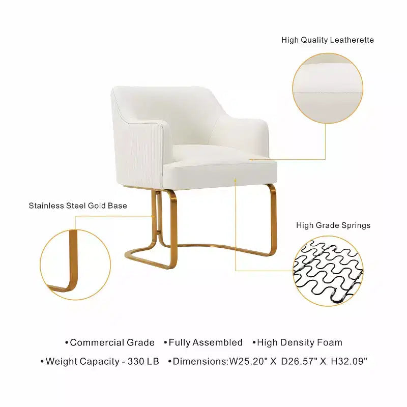Chaise de salle à manger moderne tapissée de cuir artificiel