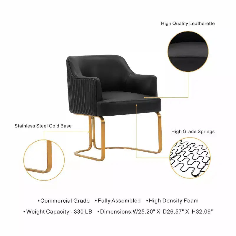 Chaise de salle à manger moderne tapissée de cuir artificiel