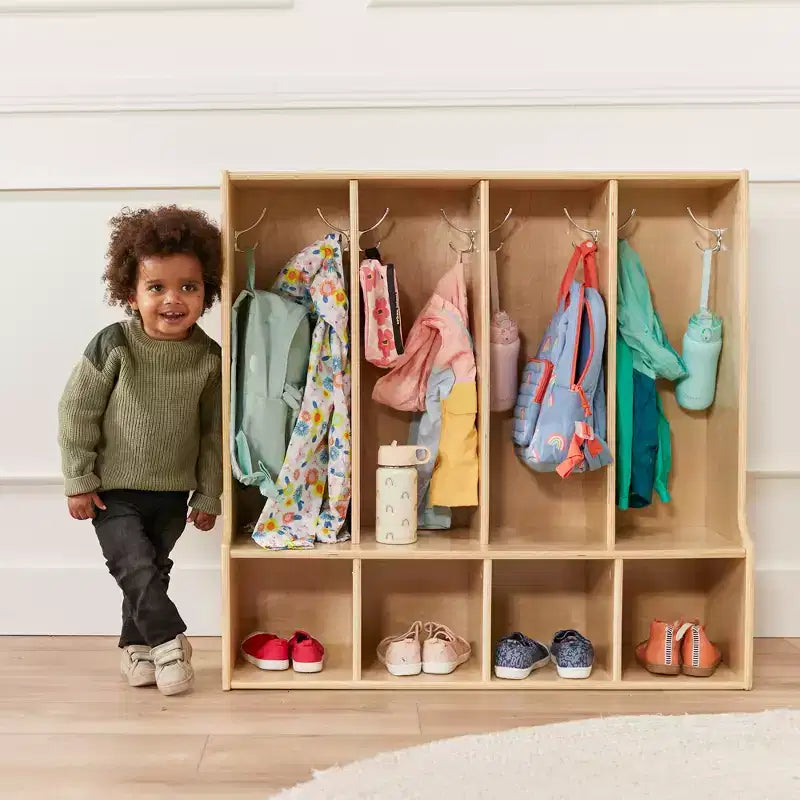 Porte-manteau casier à quatre compartiments pour enfants