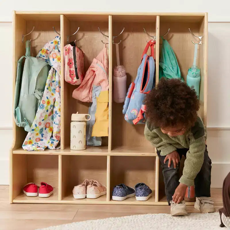Porte-manteau casier à quatre compartiments pour enfants