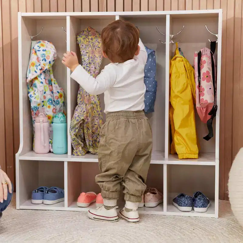 Porte-manteau casier à quatre compartiments pour enfants