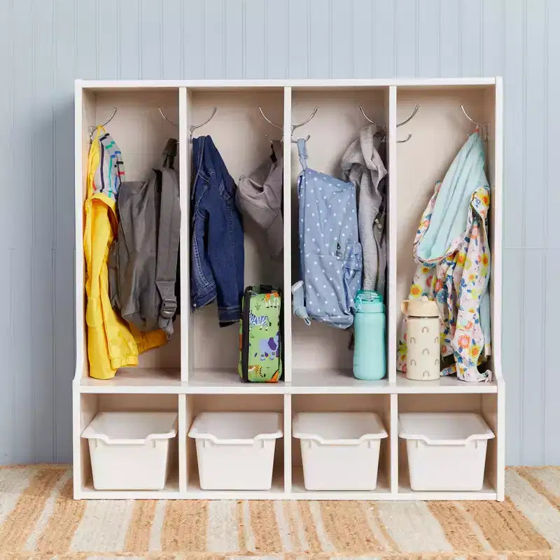 Porte-manteau casier à quatre compartiments pour enfants