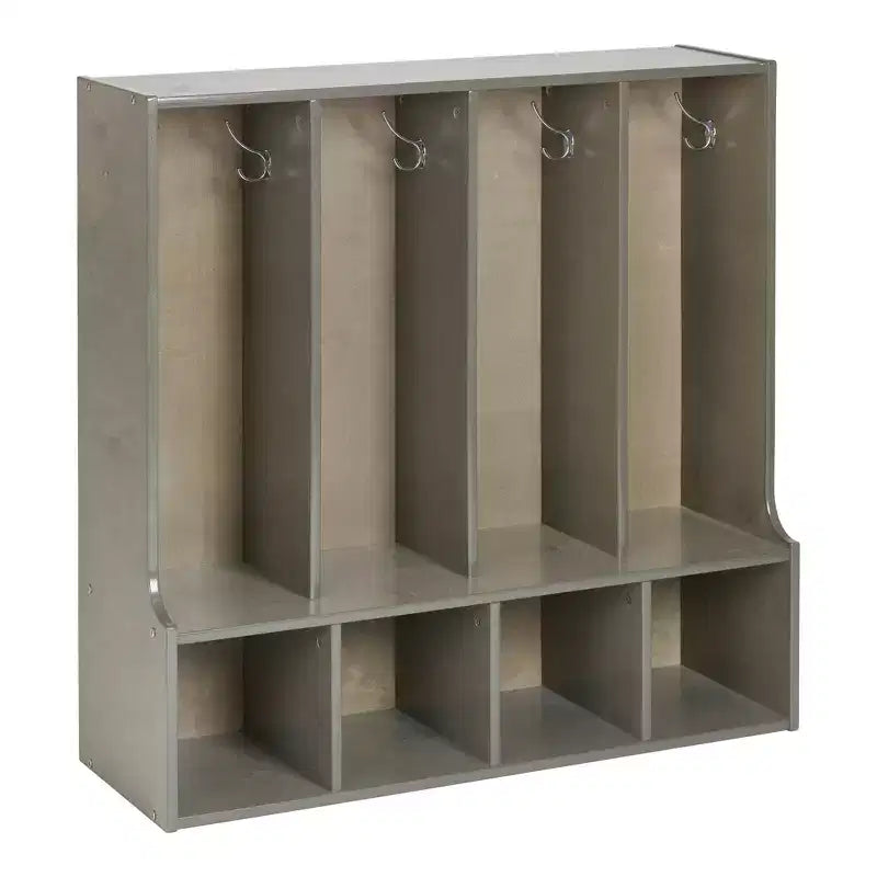 ECR4Kids Streamline 4-Section Toddler Coat Locker with Bench Classroom Furniture