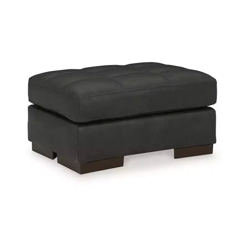 Signature Design by Ashley Contemporary Luigi Leather Ottoman Black