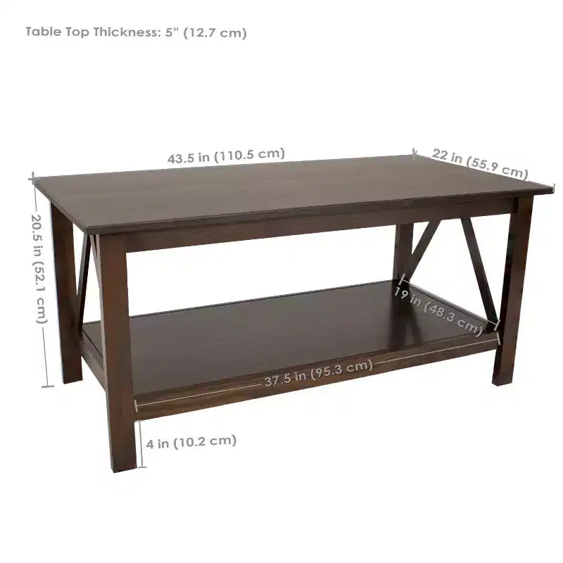 Table basse d'intérieur en pin massif
