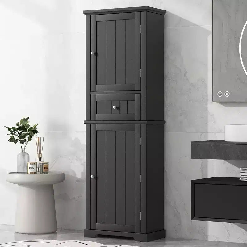 67.3H Tall Bathroom Storage Cabinet Freestanding Cabinet with Drawer Doors and Adjustable Shelf 4L -ModernLuxe