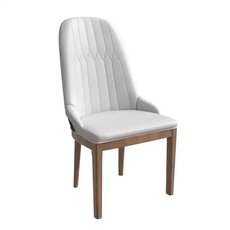 LeisureMod Verisma Modern Upholstered Dining Chair - Vegan Leather Side Chair with Solid Wood Legs