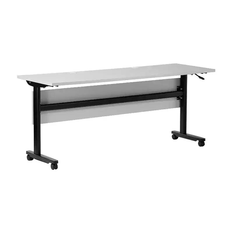 Emma and Oliver Heavy-Duty Flip Top Training Table with Nesting Design Privacy Panel T-Legs Tabletop Metal Frame