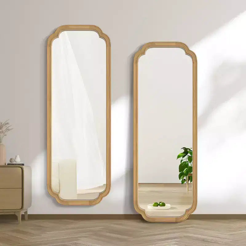 Miroir de plancher en bois, style rustique