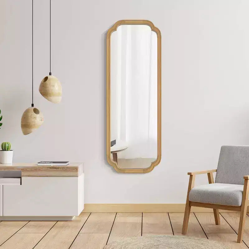 Miroir de plancher en bois, style rustique