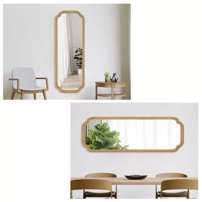 Miroir de plancher en bois, style rustique