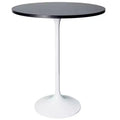 Leisuremod Verve 27 Round Bar Height Dining Table - Sintered Stone Top with Modern White Pedestal Base Counter Height Table for Kitchen Home and Pub