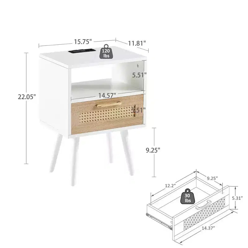 Table de chevet en rotin