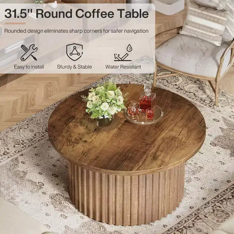 Table basse ronde de ferme