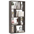 Costway 48 Geometric Bookshelf Open-back Bookcase with 8 Cubes 2 Anti-Toppling Devices White/Natural/Grey